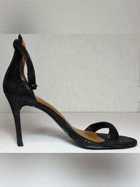 H by Halston Black Textured Open-Toe Stiletto Sandals